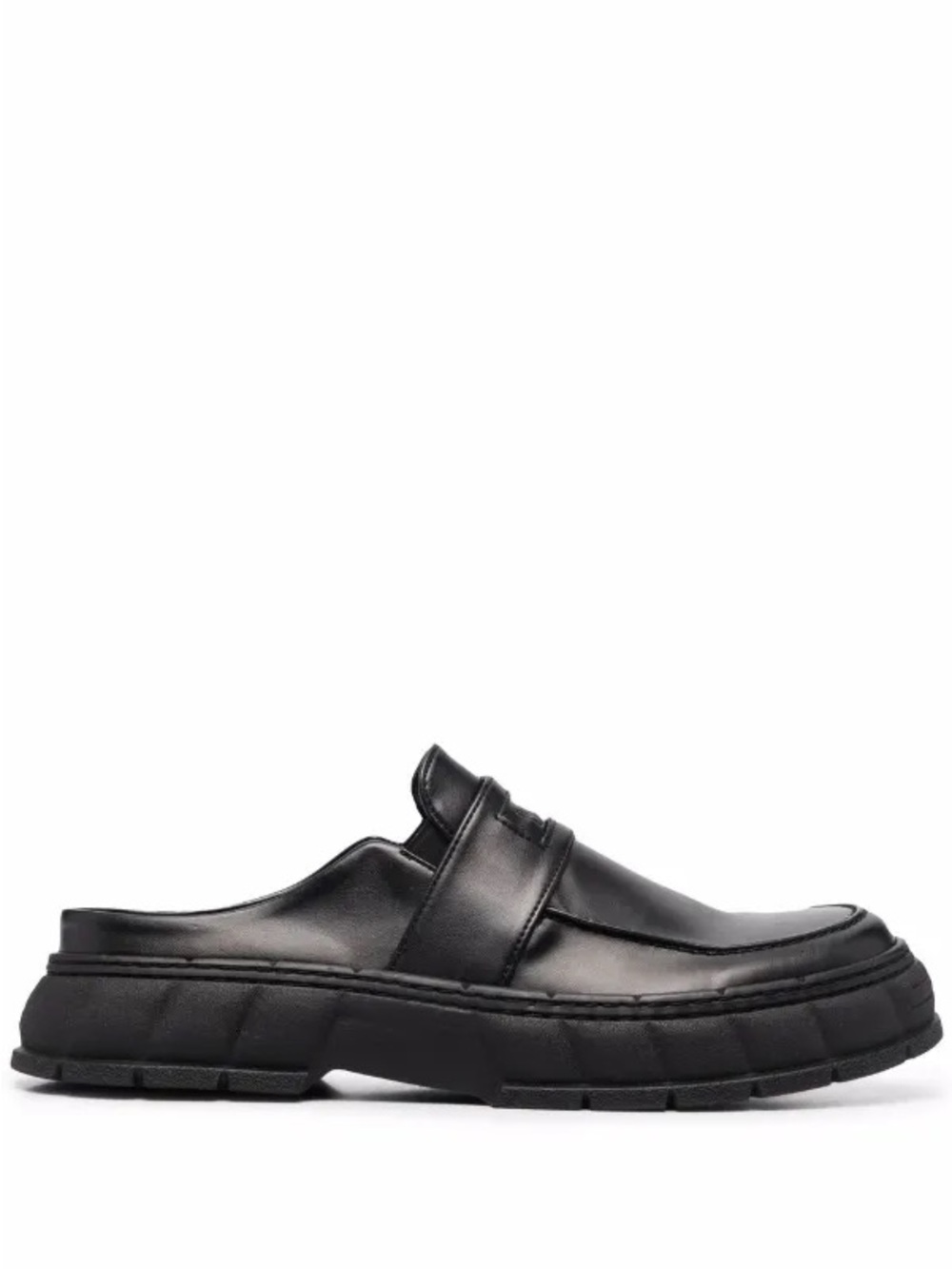 Virón Backless Chunky-Sole Loafer Black Apple Leather Vegan Sustainable EU 42